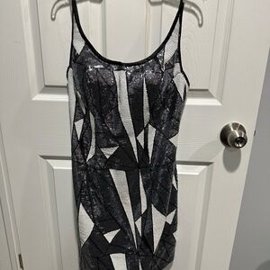 Geometric Black and White Women's Top